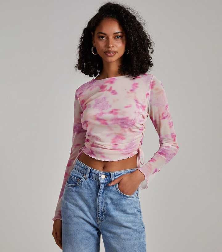 pink tie dye crop top