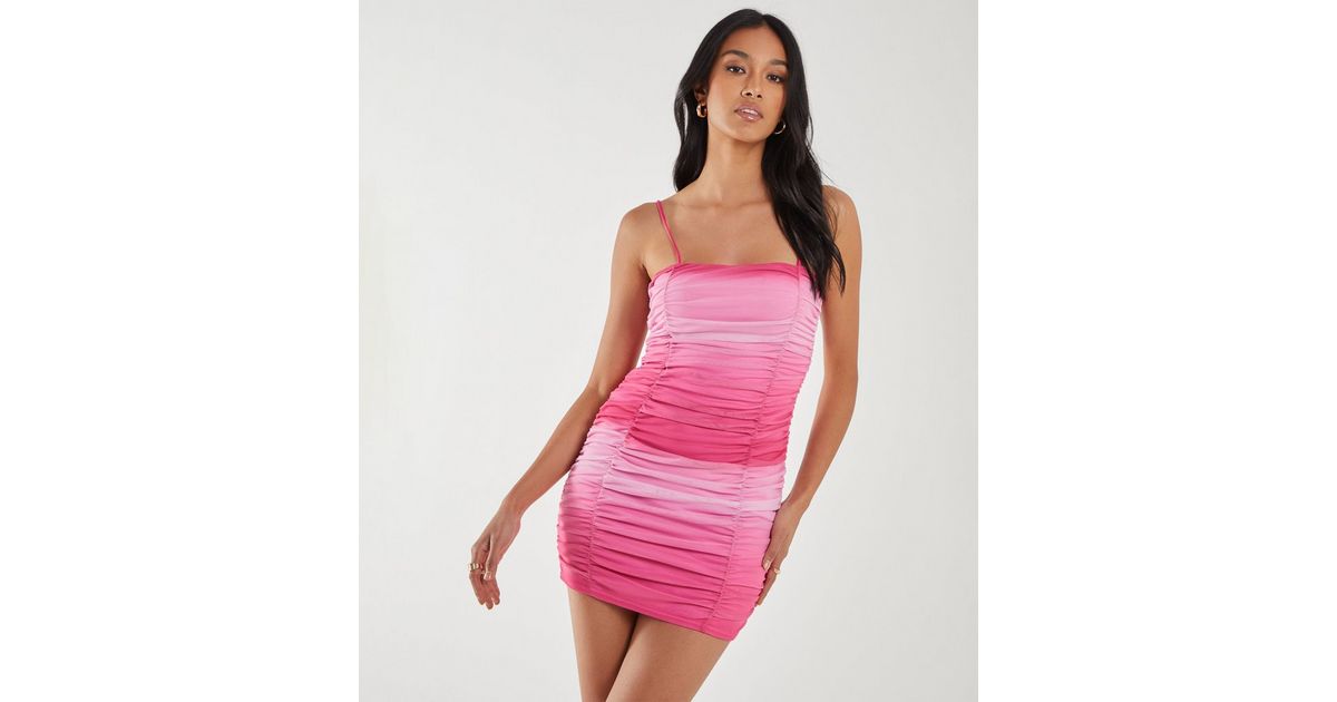 Pink Vanilla Pink Ombré Ruched Mini Dress | New Look