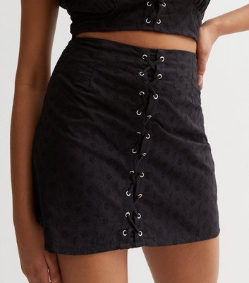 Faux suede lace up mini outlet skirt