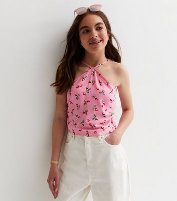 Girls Pink Strawberry Halter Top | New Look