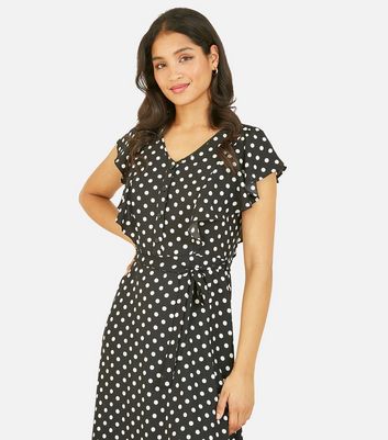 Black and white spot frill dress best sale