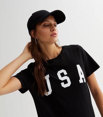 Black USA Varsity Logo T-Shirt