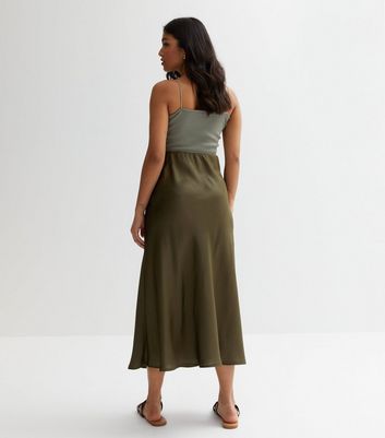 Silk khaki outlet skirt