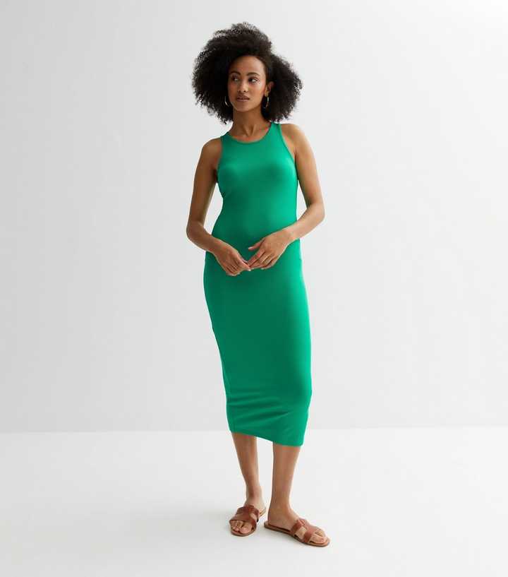 green emerald velvet dress Green Racer Neck Fishtail Dress – AX Paris main image 1