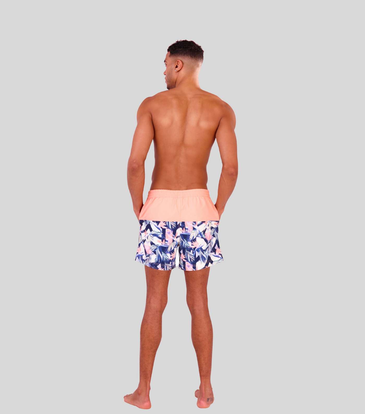 South Beach Pink Tropical Colour Block Swim Shorts Image 3