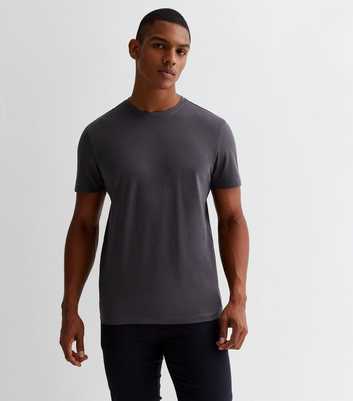 Dark Grey Cotton Crew Neck Regular Fit T-Shirt