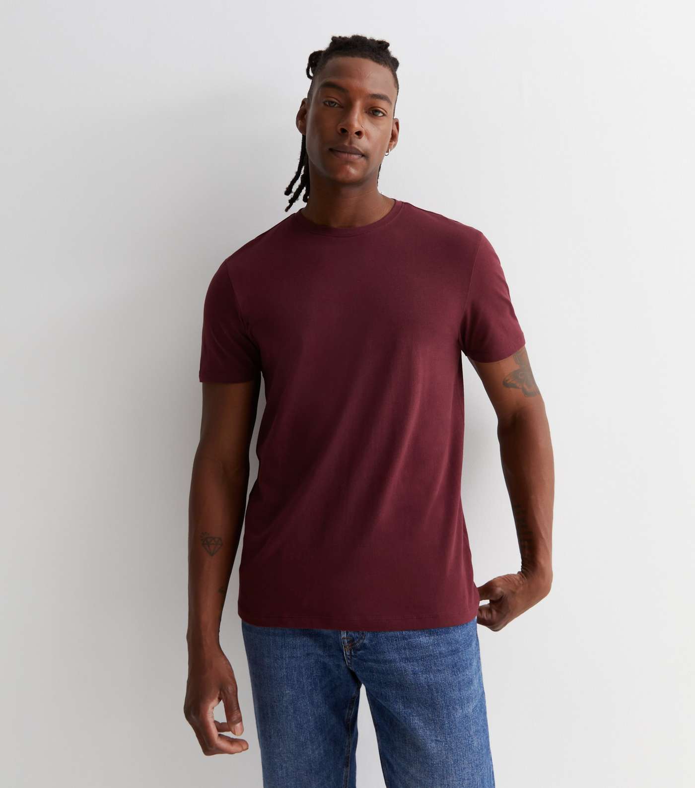 Burgundy Cotton Crew Neck Regular Fit T-Shirt