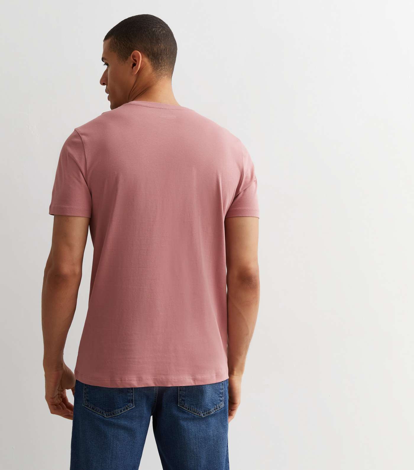 Mid Pink Cotton Crew Neck Regular Fit T-Shirt Image 4