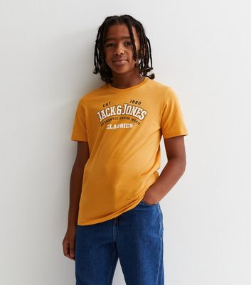Jack & Jones Junior Yellow Cotton Logo T-Shirt New Look