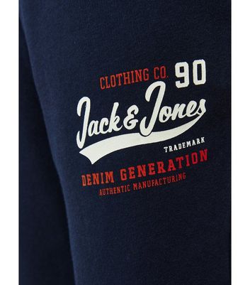 Jack & Jones Junior Navy Logo Cuffed Joggers New Look