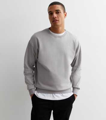 Pale Grey Crew Neck Relaxed Fit Sweatshirt