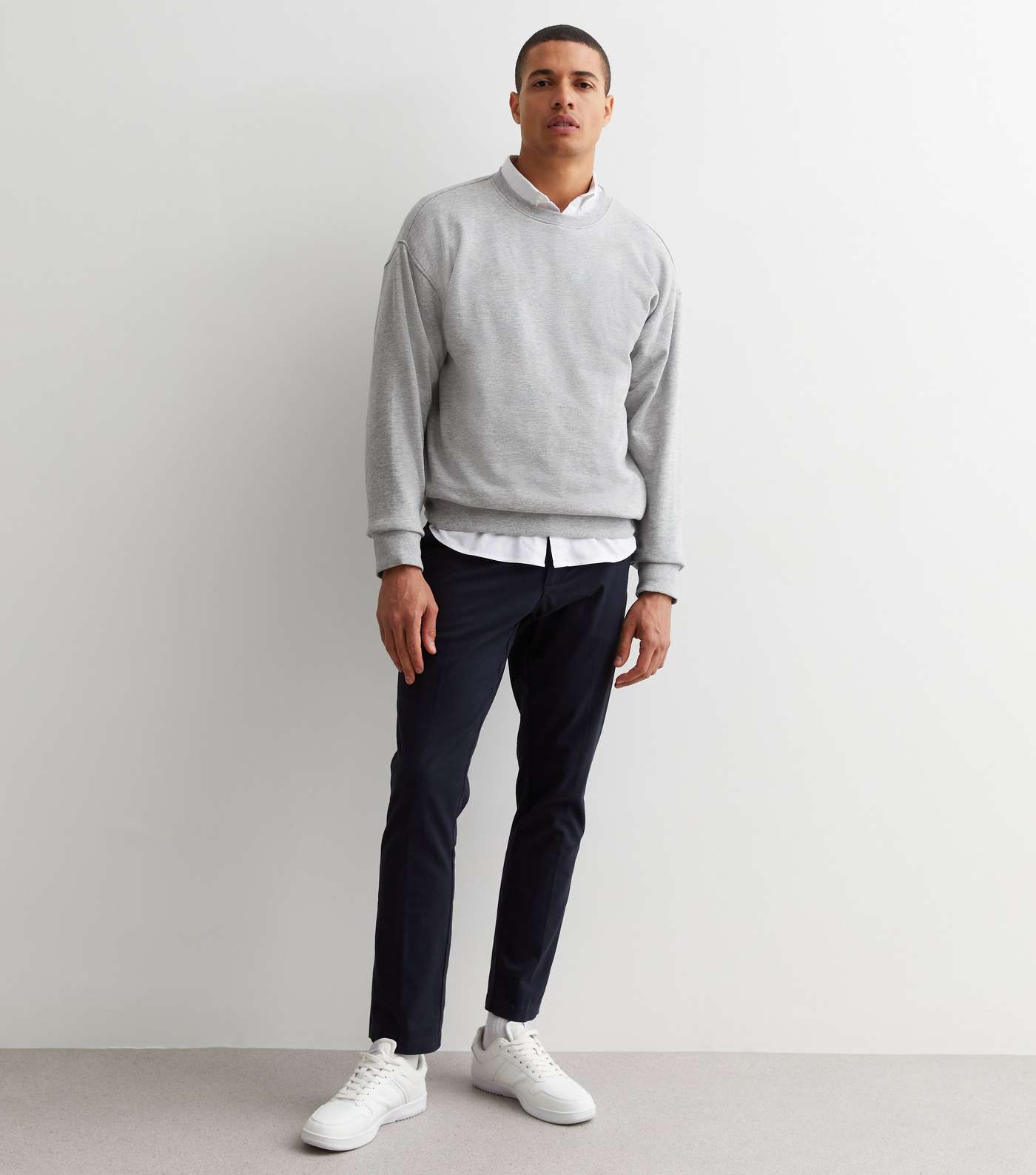 Grey Marl Crew Neck Relaxed Fit Sweatshirt Image 3