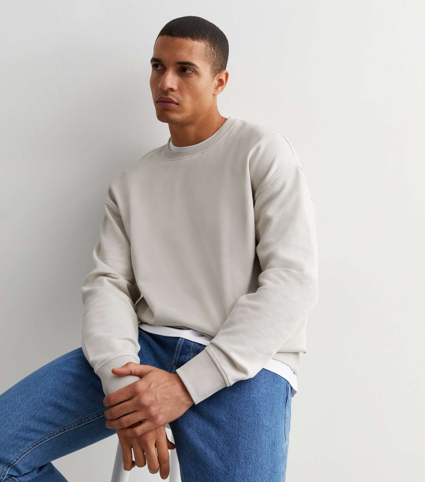 Stone Crew Neck Relaxed Fit Sweatshirt