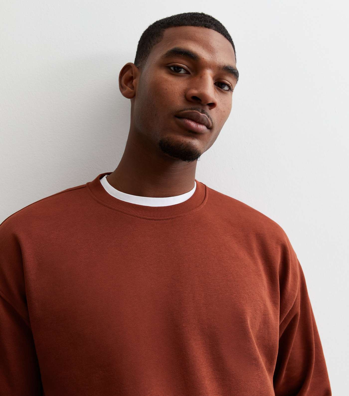 Rust Crew Neck Relaxed Fit Sweatshirt Image 2
