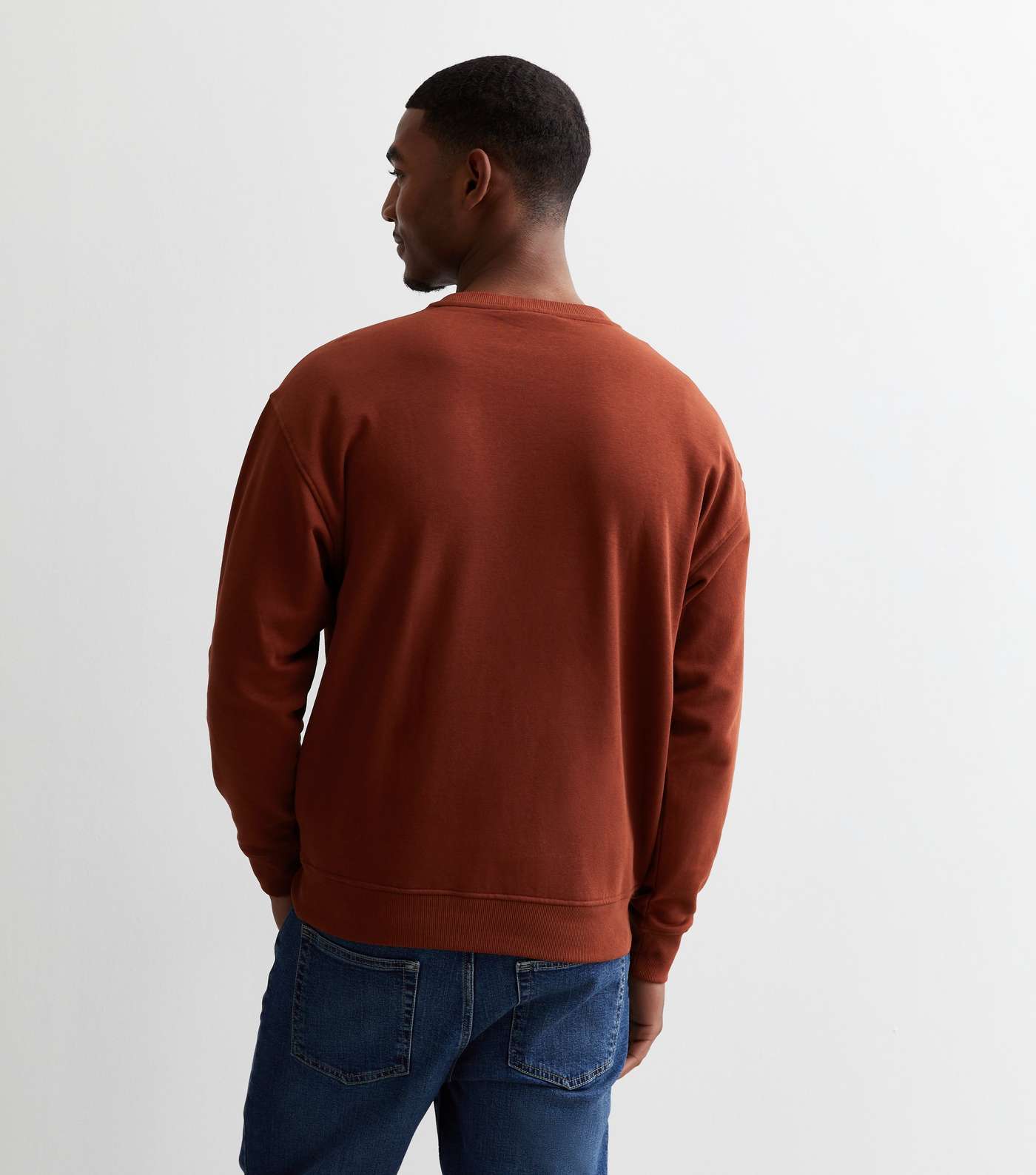 Rust Crew Neck Relaxed Fit Sweatshirt Image 4