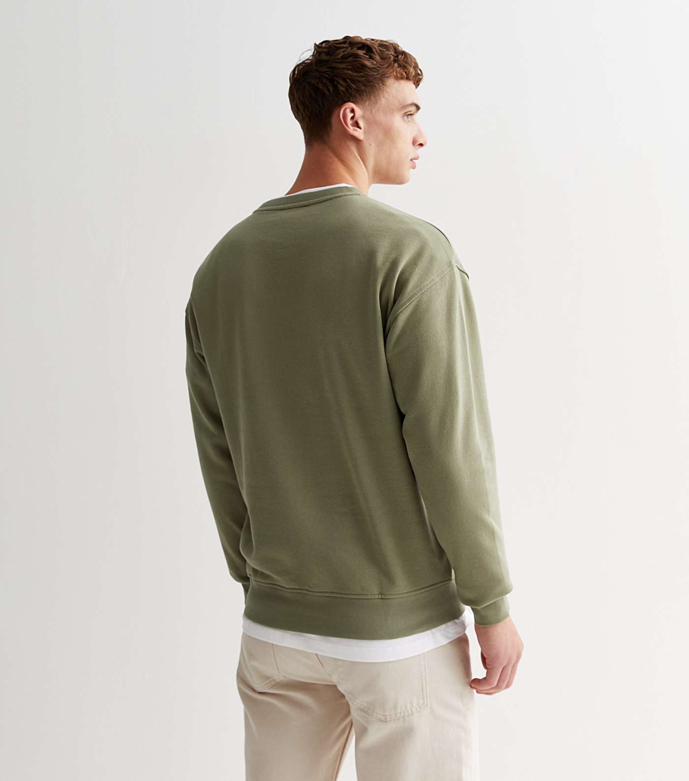Light Green Crew Neck Relaxed Fit Sweatshirt Image 4