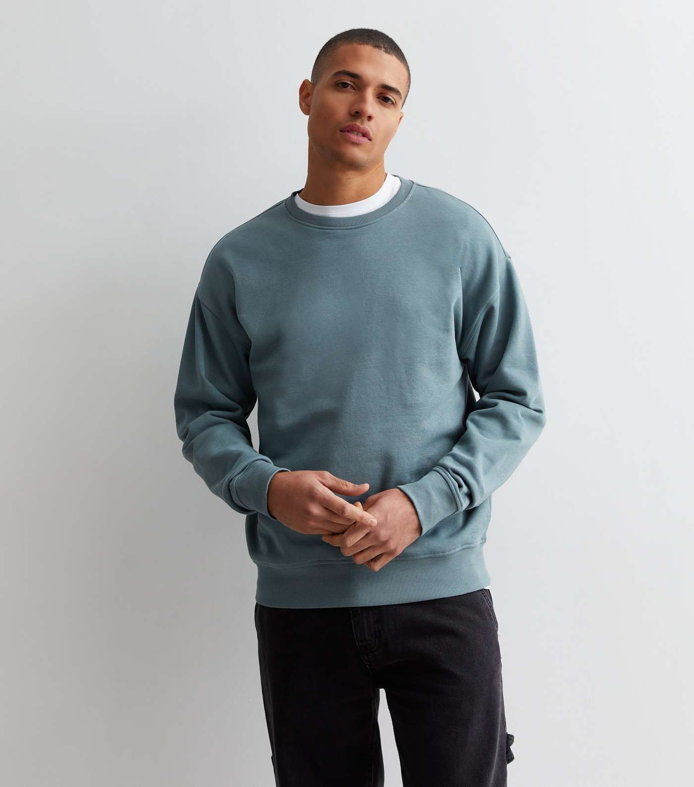 Teal Crew Neck Relaxed Fit Sweatshirt
