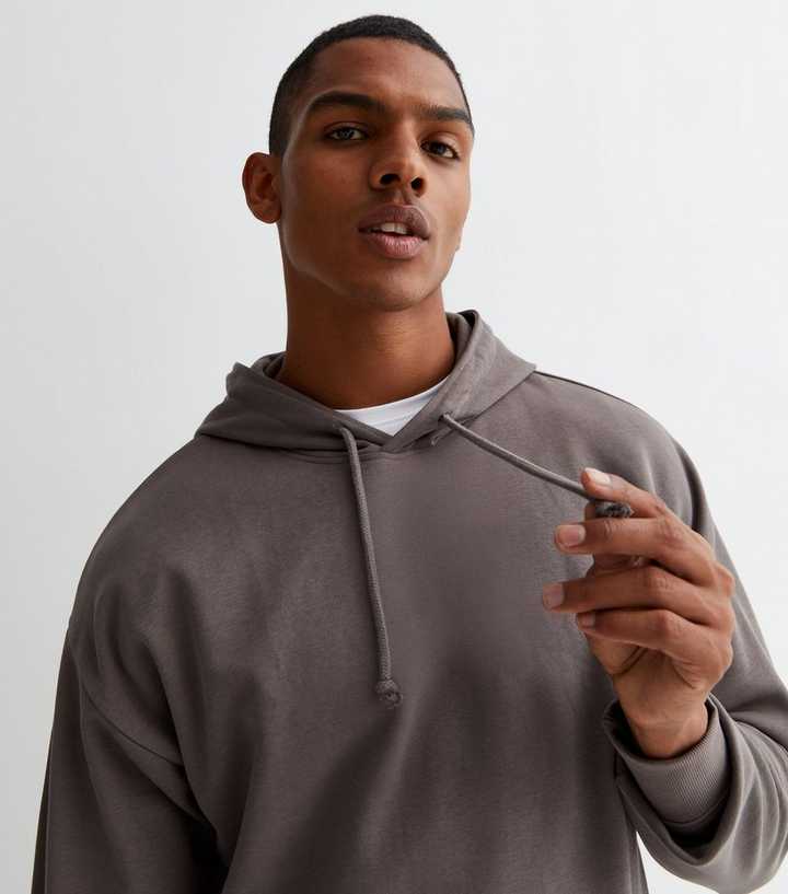 Dark Grey Pocket Front Hoodie | New Look