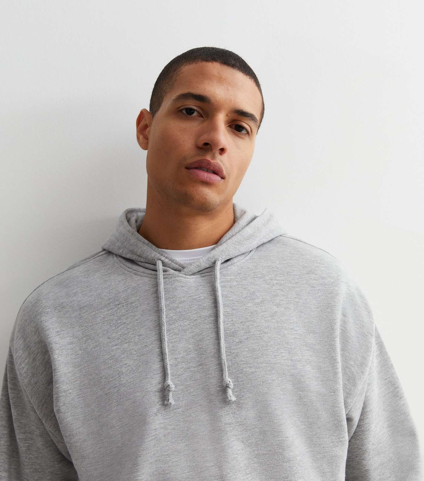 Grey Marl Pocket Front Relaxed Fit Hoodie Image 2
