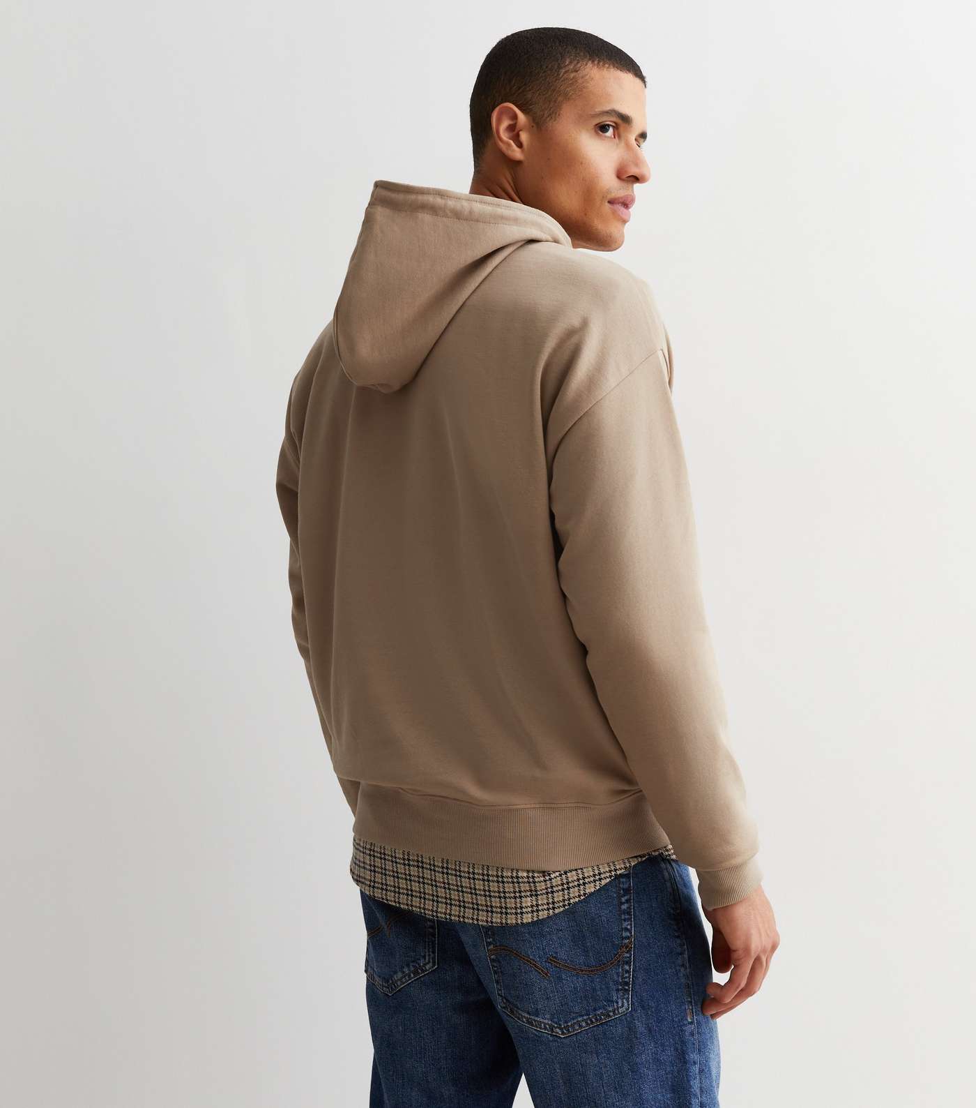 Light Brown Pocket Front Relaxed Fit Hoodie Image 4