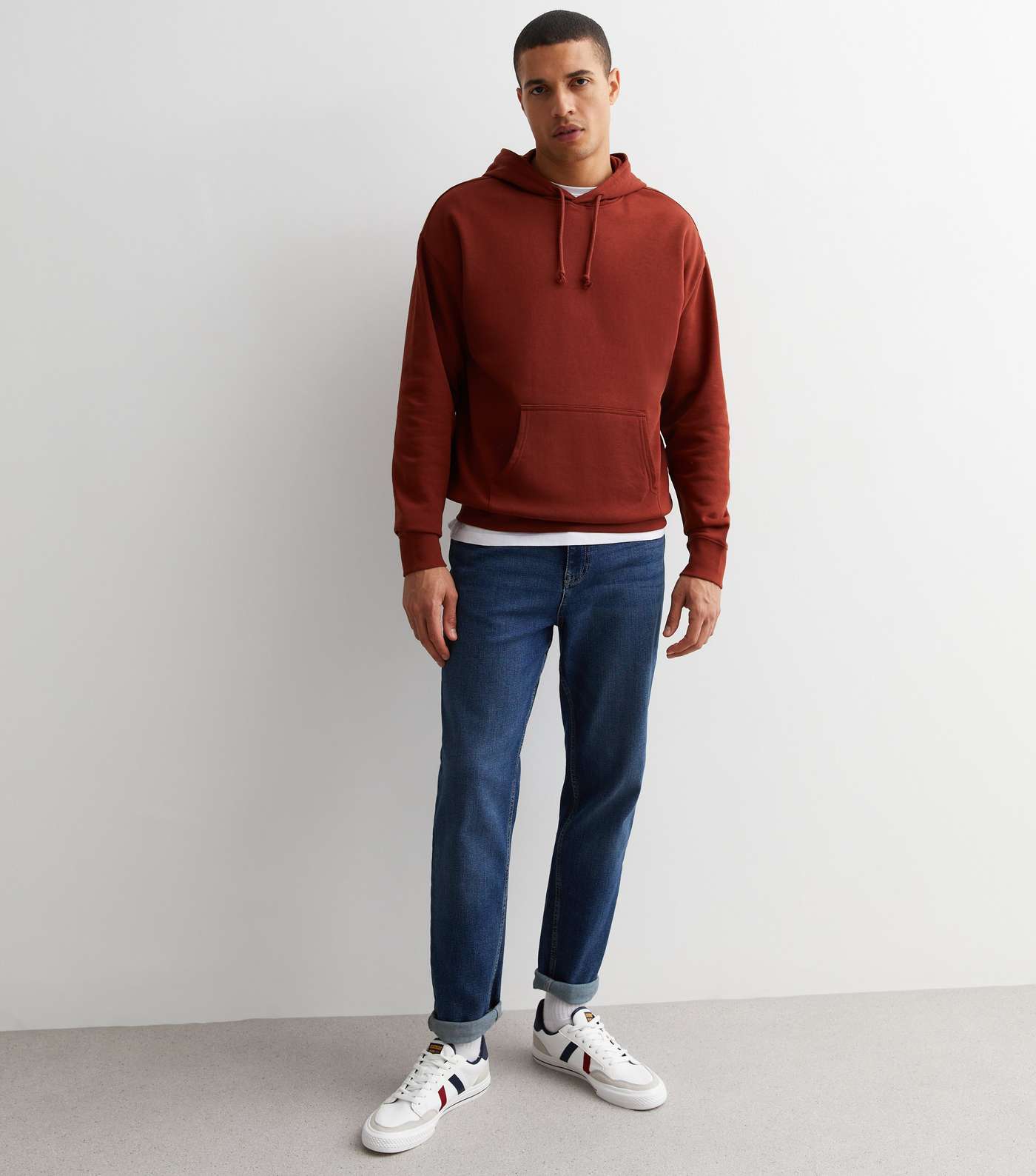 Rust Pocket Front Relaxed Fit Hoodie Image 3