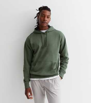 Khaki Pocket Front Relaxed Fit Hoodie