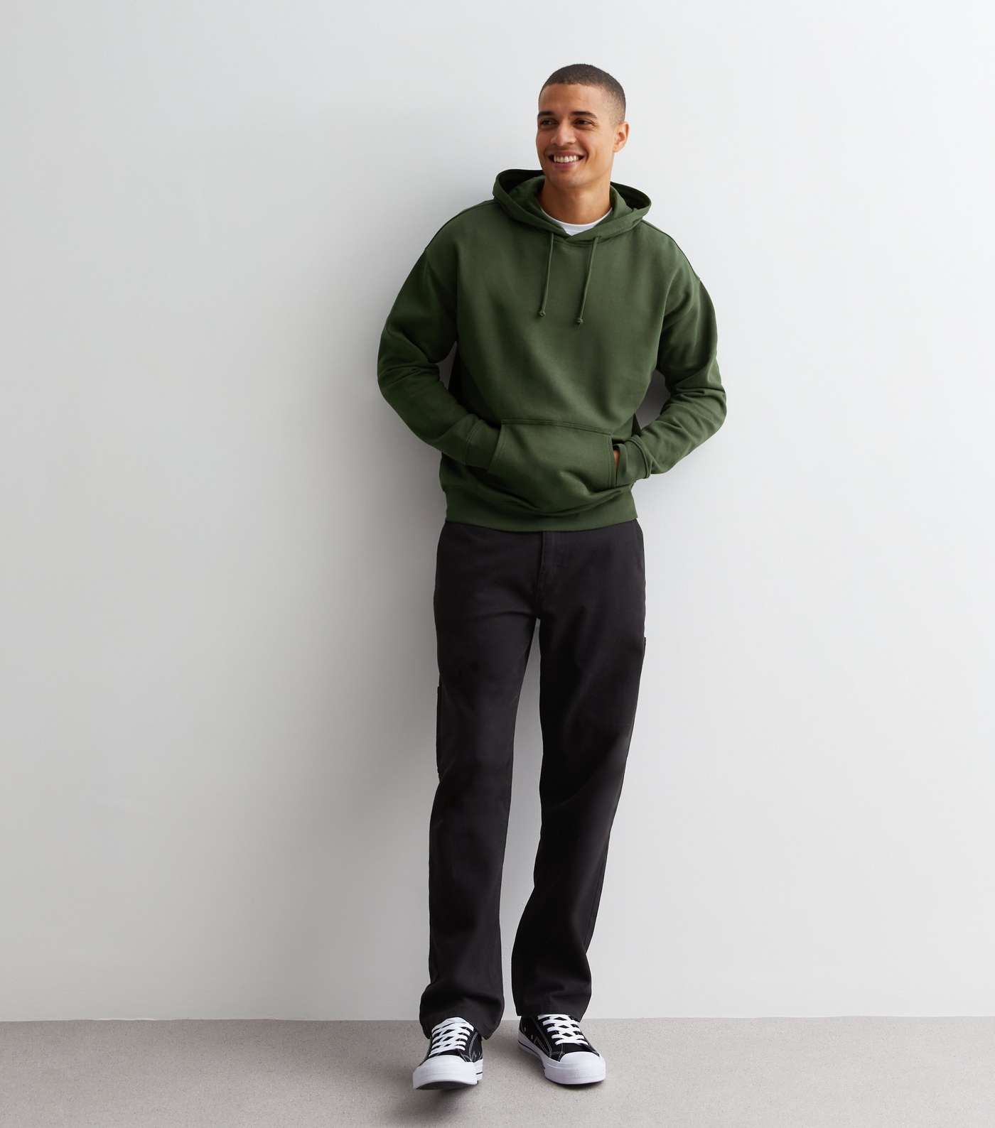 Green Pocket Front Relaxed Fit Hoodie Image 3