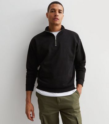 Black Zip Neck Sweatshirt New Look