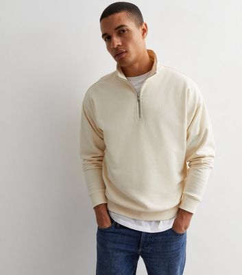 Mens white 2025 half zip sweater