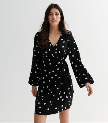 New look polka hot sale dot wrap dress