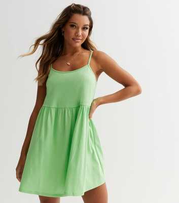 Green Strappy Smock Mini Dress