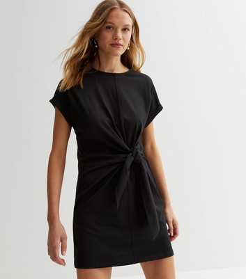 Black Tie Side Mini T-Shirt Dress