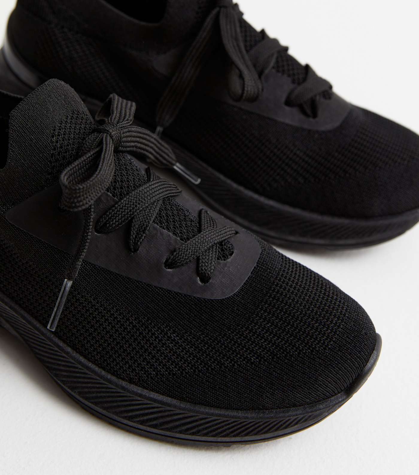 Black Lace Up Sports Trainers Image 3