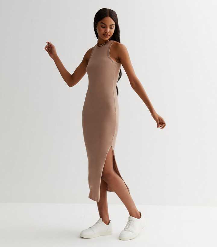 camel midi dress