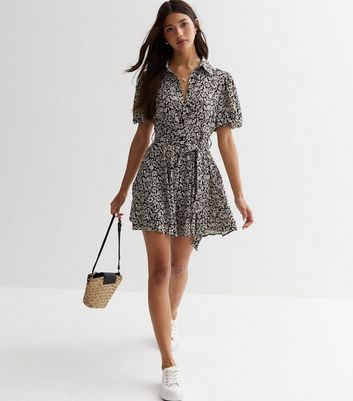 New look floral shirt dress best sale