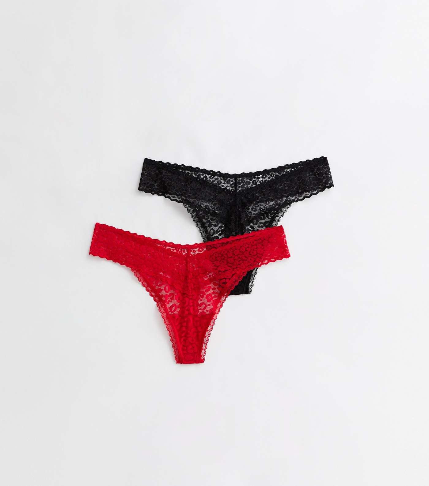 2 Pack Black and Red Animal Lace Thongs Image 5