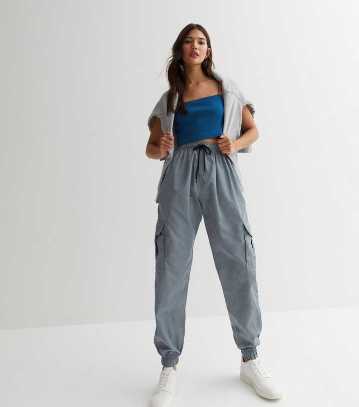 Urban Bliss Grey High Waist Parachute Cargo Trousers