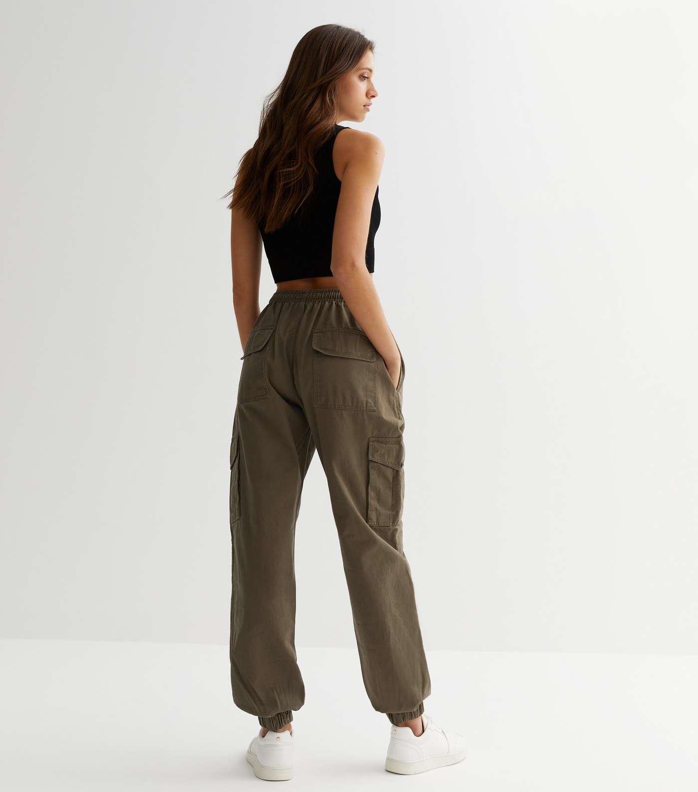 Urban Bliss Olive Twill Cuffed Cargo Trousers Image 4