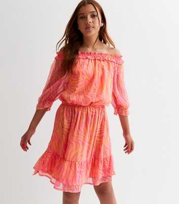 KIDS ONLY Pink Zebra Print Ruffle Smock Dress