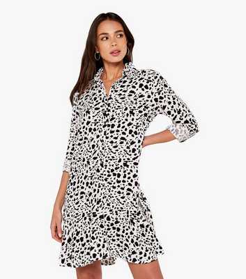 Apricot Off White Paint Splash Tiered Mini Shirt Dress