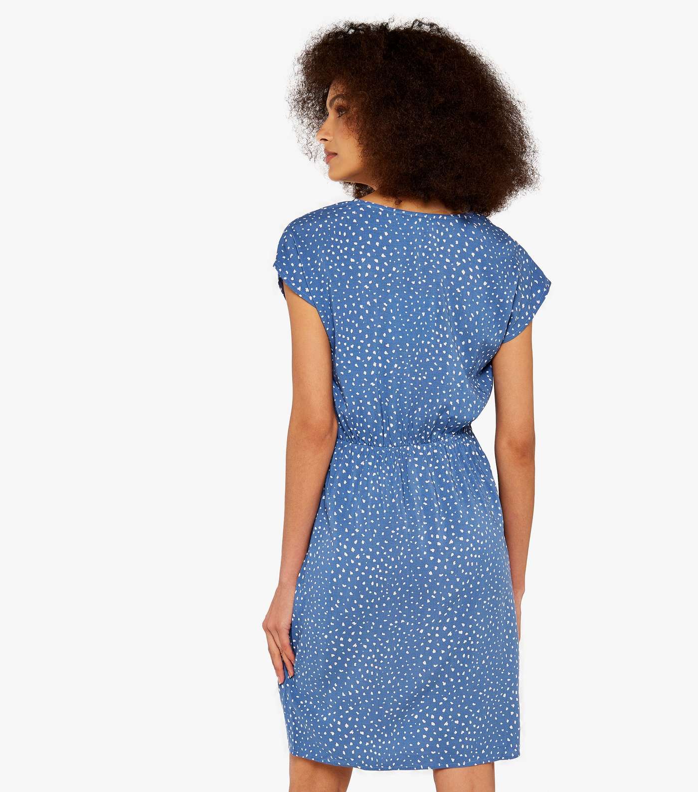 Apricot Blue Spot Zip Front V Neck Mini Dress Image 3