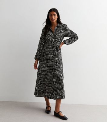 Slate Blue Blossom Print Belted Midaxi Shirt Dress