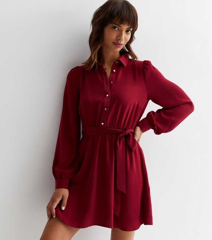 red shirt dress