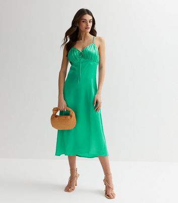 New look green satin sale dress