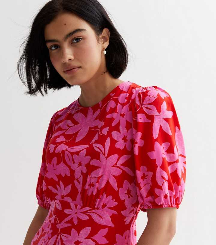 Red Floral Tiered Midaxi Dress