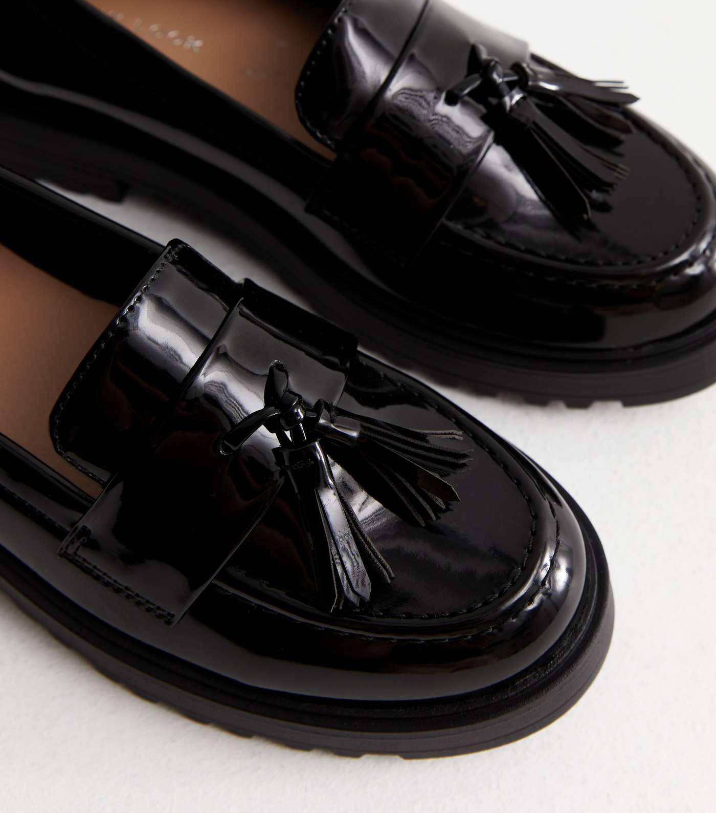 Black Patent Tassel Chunky Loafers Image 3