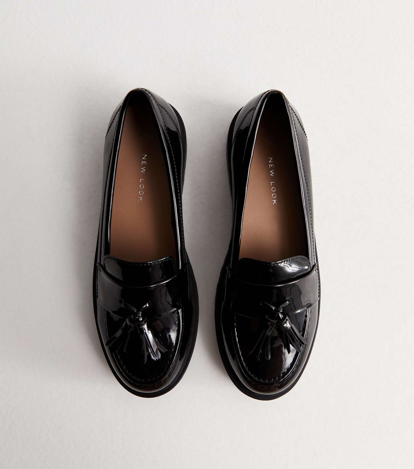 Black Patent Tassel Chunky Loafers Image 5