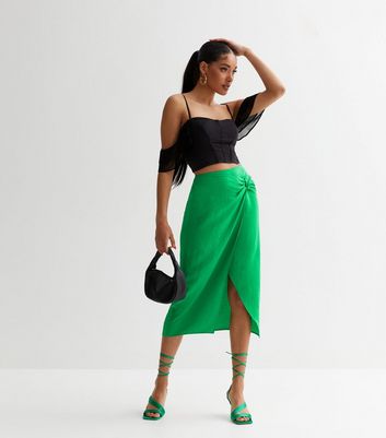 Green Sarong Midi Skirt New Look