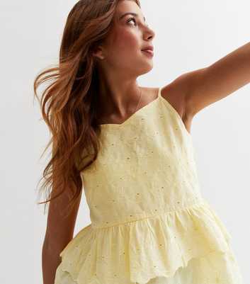 KIDS ONLY Pale Yellow Floral Embroidered Strappy Top