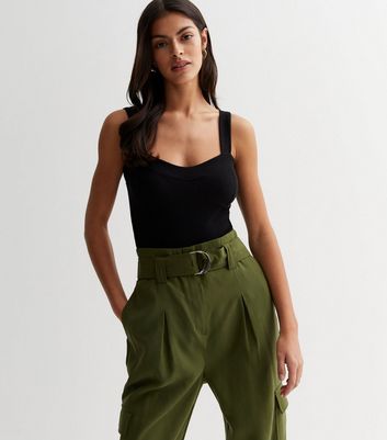 Black Ribbed Scoop Neck Bodysuit | New Look